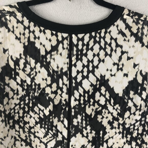 Vince Dress Womens 14 Black White Silk Sleeveless Shift Sheath Patterned Midi - Picture 14 of 14